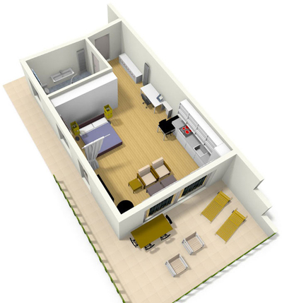 3D-Skizze der Ferienwohnung Loft am Comer See - Italien