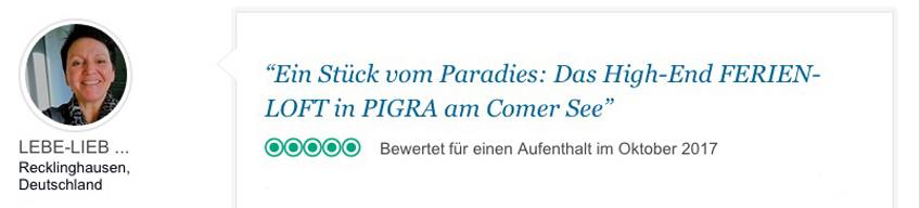 Die Bewertung der Ferienwohnung am Comer See von Annette Maria Böhm