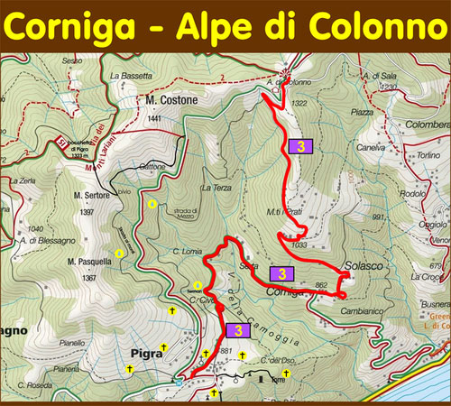 Wanderweg Corniga Alpe di Colonno - Pigra - Comer See